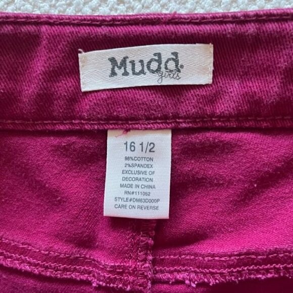 MUDD Girl's Plus Twill Shorts Red - Adjustable Waist-Macrame Detail - Size 16.5 - Picture 3 of 4